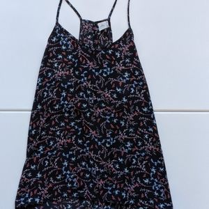 Size Large Paper Crane black and floral tank top